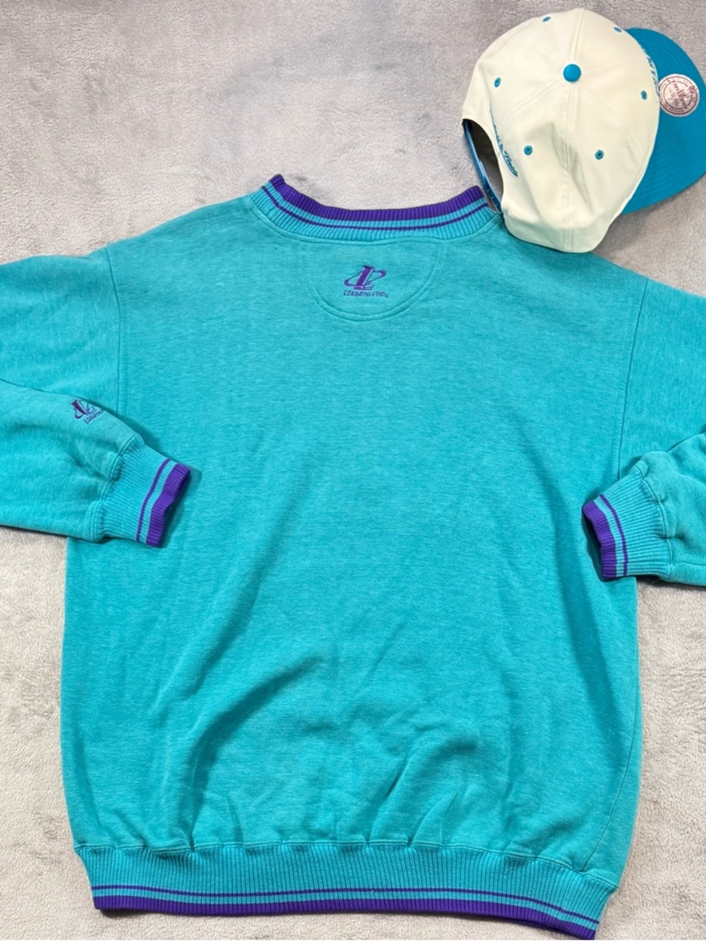 Vintage 90’s Logo Athletic Charlotte Hornets Sweater Size Large W/Cap - Picture 5 of 5